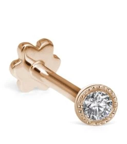 New ✔️ Maria Tash 2MM SCALLOPED SET DIAMOND THRE ROSE GOLD Earrings ❤️