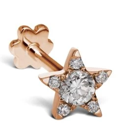 Deals 🌟 Maria Tash 5.5MM DIAMOND STAR THREADED ST ROSE GOLD Earrings ✔️