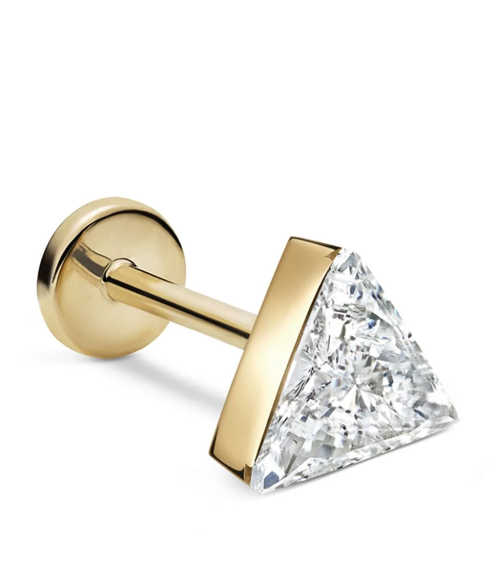 Best Pirce ✔️ Maria Tash 5MM INVISIBLE SET TRIANGLE DIA YELLOW GOLD Earrings 🎁