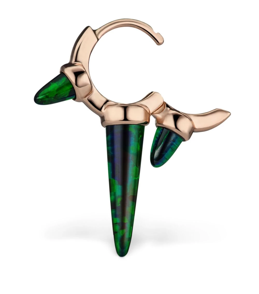 Coupon 👏 Maria Tash 6.5MM TRIPLE LONG BLACK OPAL S ROSE GOLD Earrings 🥰 – Image 2