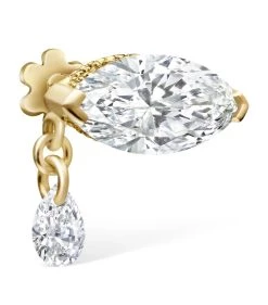Discount 💯 Maria Tash 7MM TEARDROP MARQUISE DIAMOND YELLOW GOLD Earrings 😉