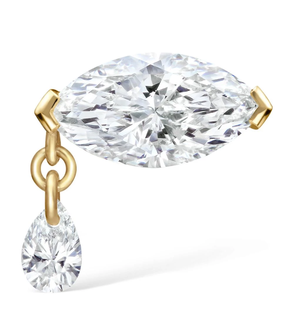 Discount 💯 Maria Tash 7MM TEARDROP MARQUISE DIAMOND YELLOW GOLD Earrings 😉 – Image 2