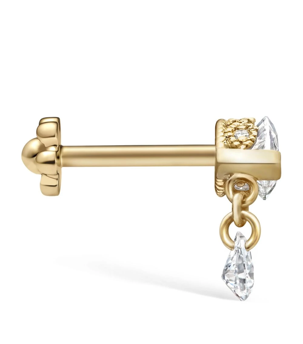 Discount 💯 Maria Tash 7MM TEARDROP MARQUISE DIAMOND YELLOW GOLD Earrings 😉 – Image 3