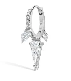 Budget 👍 Maria Tash 8MM SILHOUETTE DIAMOND TRIPLE WHITE GOLD Earrings 🛒