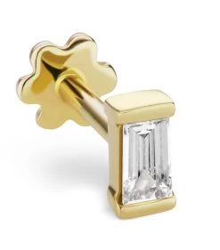 Cheap 😍 Maria Tash Baguette Diamond Threaded Single Stud Earring YELLOW GOLD Earrings 👏