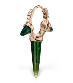 Best Pirce 🔥 Maria Tash Black Opal Triple Long Spike Diamond Eternity Single Hoop Earring (8mm) ROSE GOLD Earrings 👍