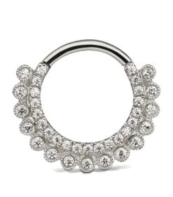 Budget ❤️ Maria Tash Cubic Zirconia Apsara Ring (9.5mm) WHITE GOLD Earrings ❤️