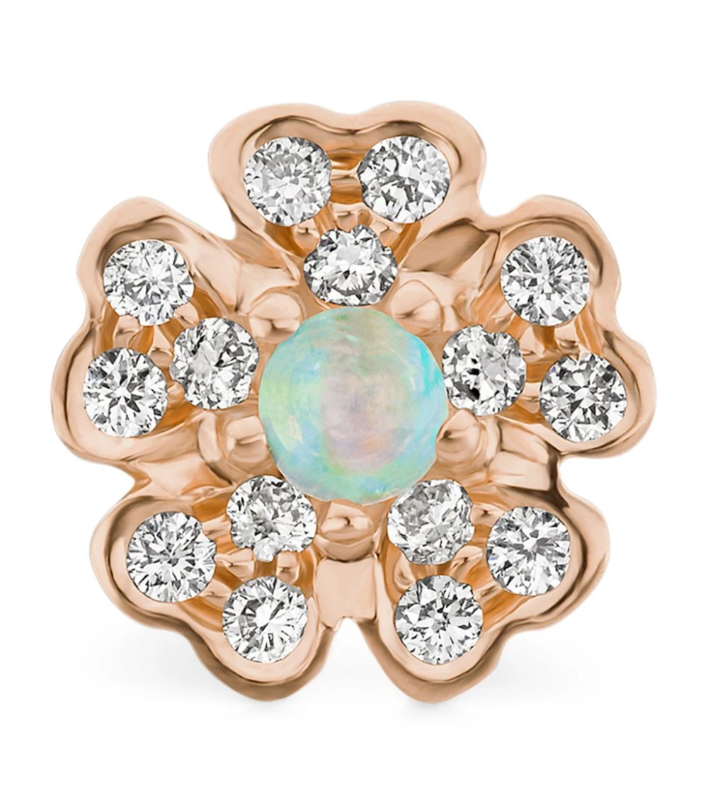 Hot Sale 🎁 Maria Tash Diamond and Opal Pansy Threaded Single Stud Earring (5.5mm) ROSE GOLD Earrings ⌛