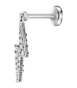 Best deal ❤️ Maria Tash Diamond and Sapphire Lightning Bolt Threaded Single Earring WHITE GOLD Earrings 😀