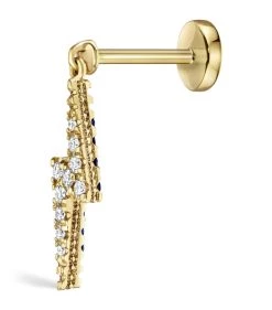 Best reviews of 🤩 Maria Tash Diamond and Sapphire Lightning Bolt Threaded Single Earring YELLOW GOLD Earrings 💯