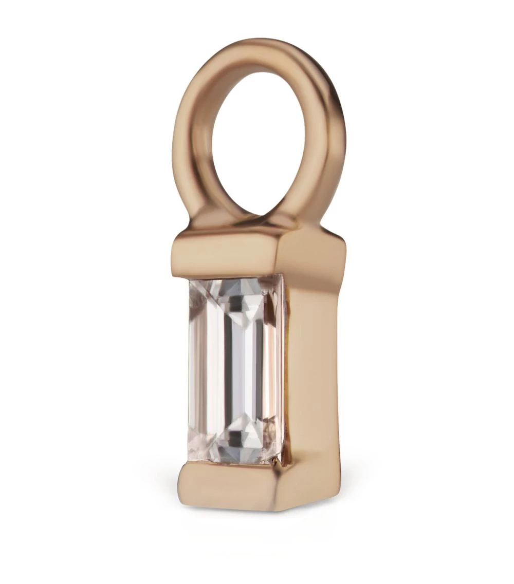 Discount 🤩 Maria Tash Diamond Baguette Charm (3mm) ROSE GOLD Earrings ⭐