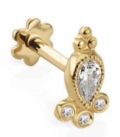 Hot Sale 💯 Maria Tash Diamond Delia Threaded Single Stud Earring YELLOW GOLD Earrings 😀