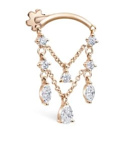 Brand new ⭐ Maria Tash Diamond Drape Chandelier Threaded Single Stud Earring ROSE GOLD Earrings ✨