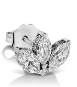 Brand new 🎉 Maria Tash Diamond Engraved Lotus Threaded Single Stud Earring (4mm) WHITE GOLD Earrings ⭐