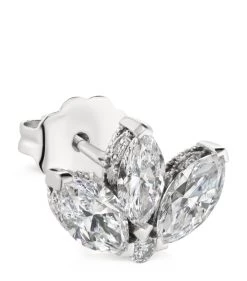 Deals 😀 Maria Tash Diamond Engraved Lotus Threaded Single Stud Earring (6mm) WHITE GOLD Earrings 👍