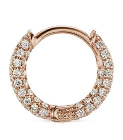 Brand new ❤️ Maria Tash Diamond Five Row Pavé Single Hoop Bottom Hinge Earring (6.5mm) ROSE GOLD Earrings 🤩