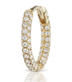 Best deal 🧨 Maria Tash Diamond Five Row Pavé Single Hoop Bottom Hinge Earring (8mm) YELLOW GOLD Earrings 🛒