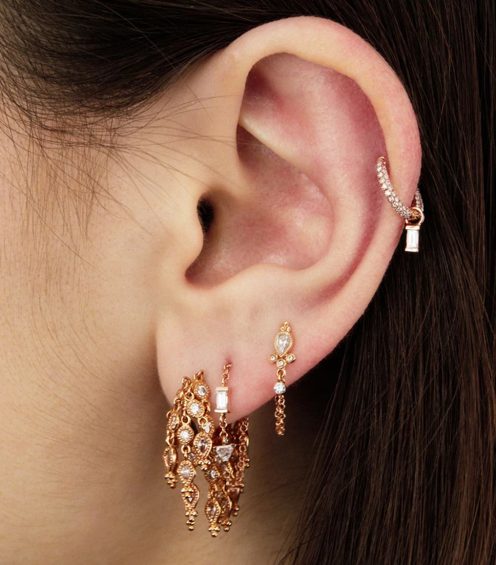 Best deal 🧨 Maria Tash Diamond Five Row Pavé Single Hoop Bottom Hinge Earring (8mm) YELLOW GOLD Earrings 🛒 – Image 2