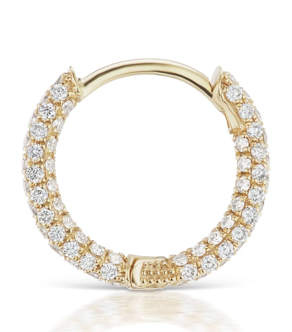 Best deal 🧨 Maria Tash Diamond Five Row Pavé Single Hoop Bottom Hinge Earring (8mm) YELLOW GOLD Earrings 🛒 – Image 3