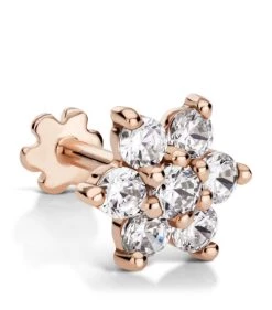 Coupon 😍 Maria Tash Diamond Flower Threaded Single Stud Earring (7mm) ROSE GOLD Earrings 😍