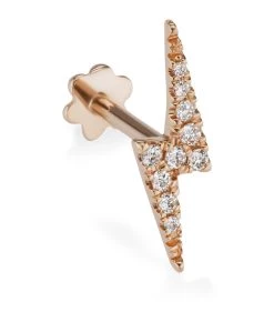 Flash Sale 🤩 Maria Tash Diamond Lightning Bolt Threaded Single Stud Earring (11mm) ROSE GOLD Earrings ⌛