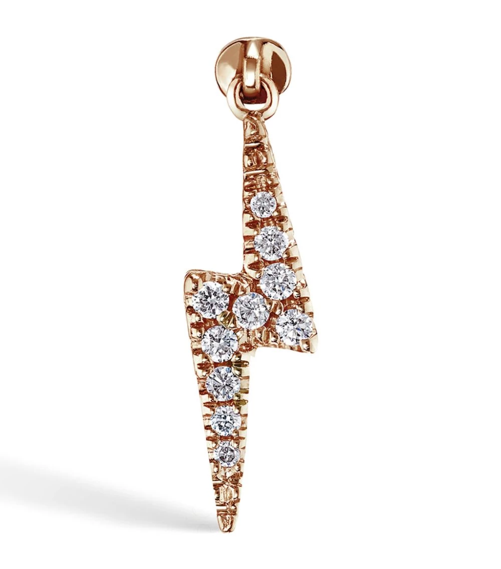 Deals ✔️ Maria Tash Diamond Lightning Bolt Threaded Single Stud Earring ROSE GOLD Earrings ⭐ – Image 6