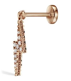Deals ✔️ Maria Tash Diamond Lightning Bolt Threaded Single Stud Earring ROSE GOLD Earrings ⭐