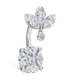 Buy 🌟 Maria Tash DIAMOND LOTUS AND CLUSTER NAVE WHITE GOLD Earrings ⭐
