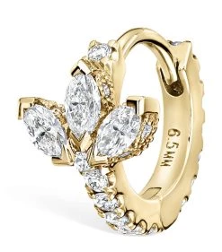 Cheapest 🛒 Maria Tash Diamond Lotus Eternity Single Hoop Earring (6.5mm) YELLOW GOLD Earrings ⭐