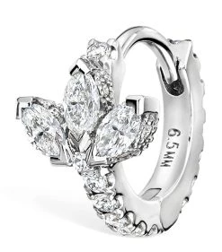 New 🎁 Maria Tash Diamond Lotus Eternity Single Hoop Earring (6.5mm) WHITE GOLD Earrings 🔥