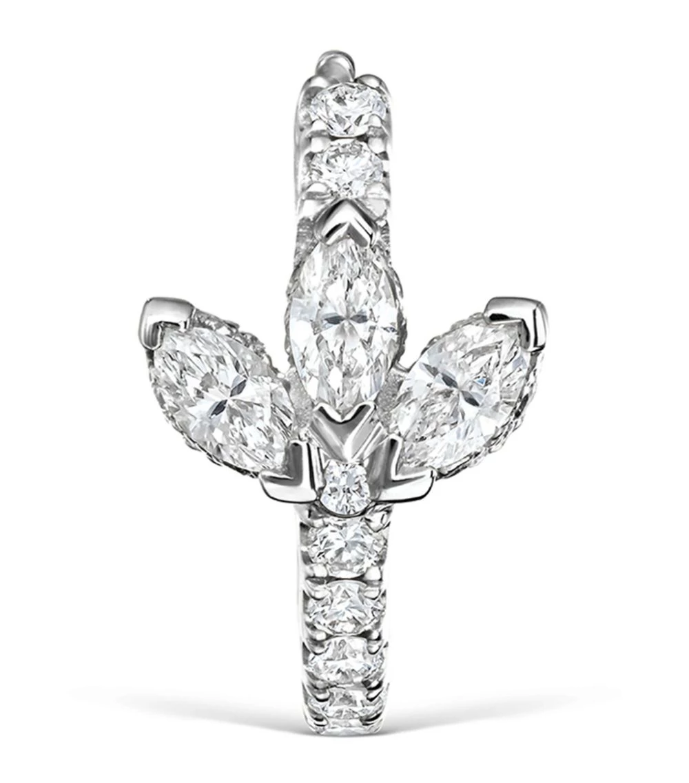 Budget 😀 Maria Tash Diamond Lotus Eternity Single Hoop Earring (8mm) WHITE GOLD Earrings 👏 – Image 2