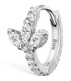 Budget 😀 Maria Tash Diamond Lotus Eternity Single Hoop Earring (8mm) WHITE GOLD Earrings 👏