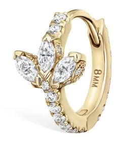 Promo 🌟 Maria Tash Diamond Lotus Eternity Single Hoop Earring (8mm) YELLOW GOLD Earrings 🎁