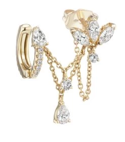 Best Sale ⌛ Maria Tash Diamond Lotus in Orbit Earring YELLOW GOLD Earrings 🧨