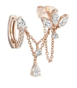 Brand new 😉 Maria Tash DIAMOND LOTUS IN ORBIT ROSE GO ROSE GOLD Earrings 👍