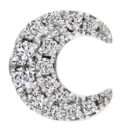 Hot Sale ⭐ Maria Tash Diamond Moon Threaded Single Stud Earring WHITE GOLD Earrings 🎉
