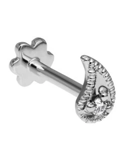 Hot Sale 😉 Maria Tash Diamond Paisley Left Threaded Stud Earring WHITE GOLD Earrings 😀