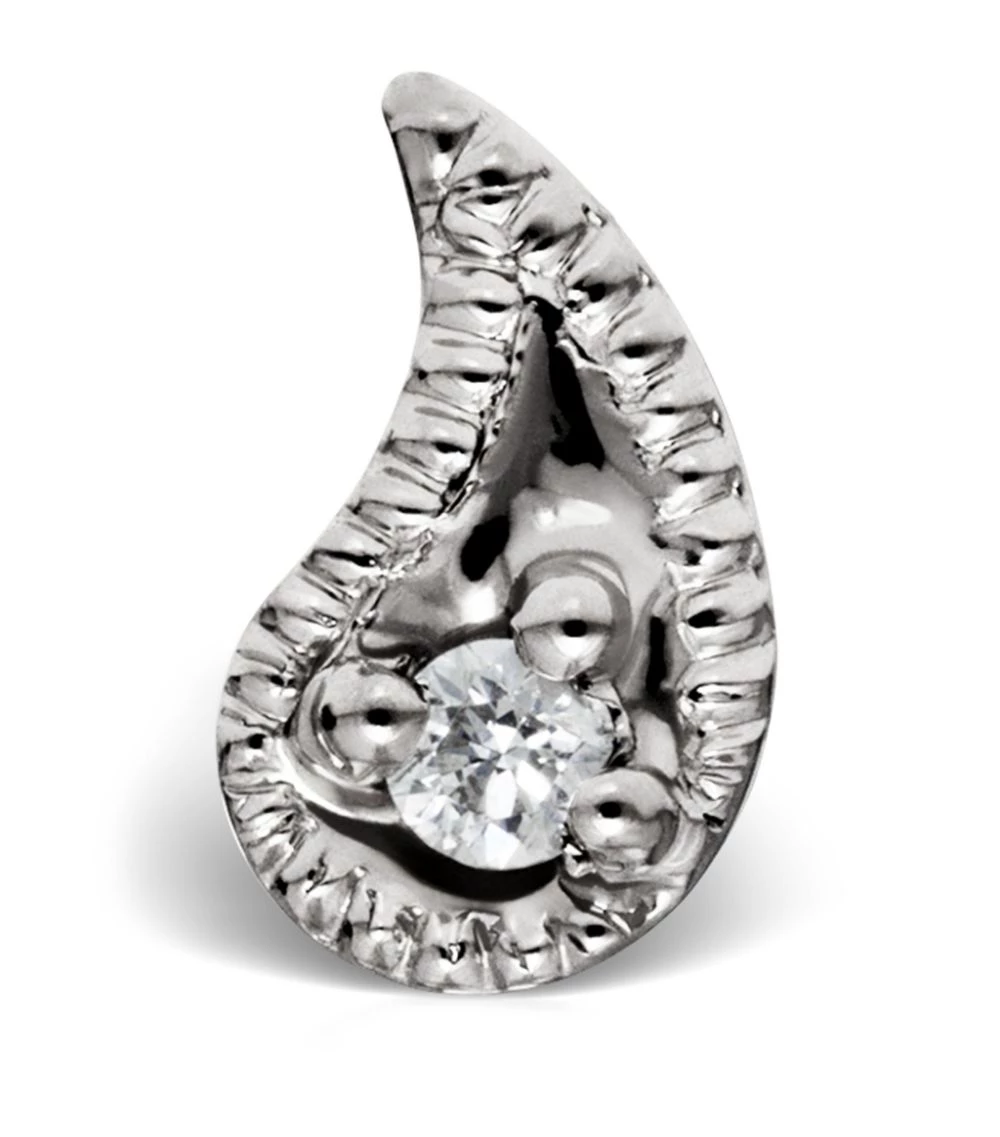 Hot Sale 😉 Maria Tash Diamond Paisley Left Threaded Stud Earring WHITE GOLD Earrings 😀 – Image 2