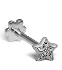 Hot Sale 👍 Maria Tash Diamond Solitaire Star Threaded Single Stud Earring WHITE GOLD Earrings 🎉