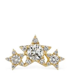 Brand new 👍 Maria Tash Diamond Three Star Garland Threaded Single Stud Earring YELLOW GOLD Earrings ✨