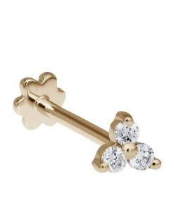 Discount 💯 Maria Tash Diamond Trinity Threaded Single Stud Earring (5mm) YELLOW GOLD Earrings 🎁