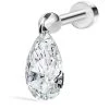 Outlet 🤩 Maria Tash Floating Pear Diamond Charm Threaded Single Stud Earring (6mm) WHITE GOLD Earrings ✨