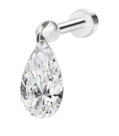 Brand new 🌟 Maria Tash Floating Pear Diamond Charm Threaded Single Stud Earring (7mm) WHITE GOLD Earrings 👍