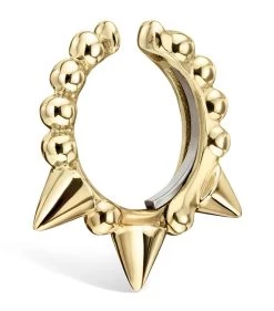 Best Sale 🔥 Maria Tash Holiday Granulated Triple Short Spike Tash Cuff (8mm) YELLOW GOLD Earrings 😍