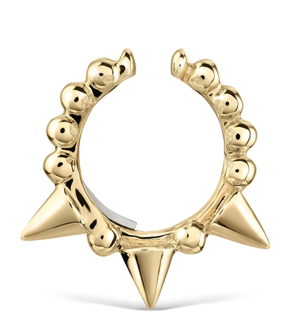 Best Sale 🔥 Maria Tash Holiday Granulated Triple Short Spike Tash Cuff (8mm) YELLOW GOLD Earrings 😍 – Image 3