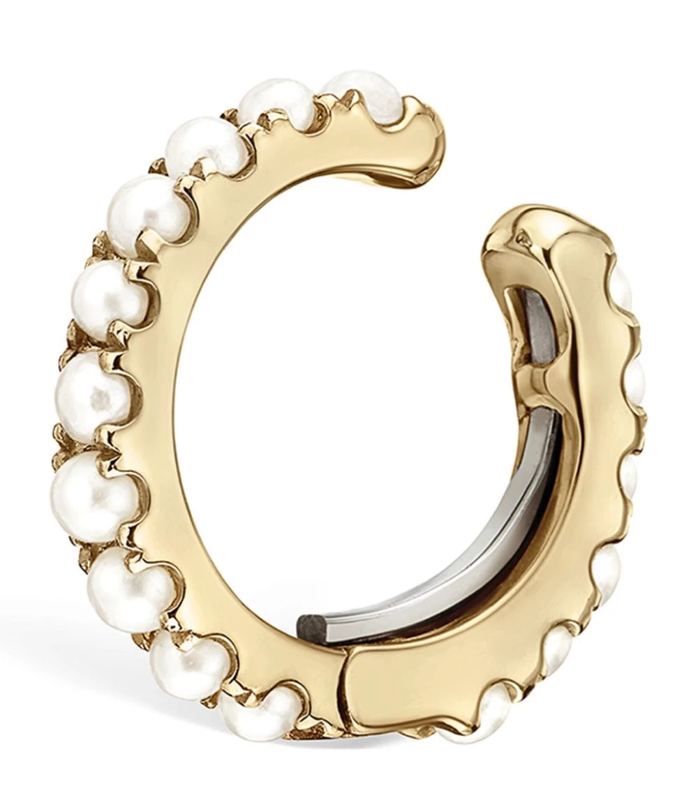 Outlet 😍 Maria Tash Holiday Pearl Eternity Tash Cuff (8mm) YELLOW GOLD Earrings 🥰 – Image 2