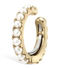 Outlet 😍 Maria Tash Holiday Pearl Eternity Tash Cuff (8mm) YELLOW GOLD Earrings 🥰