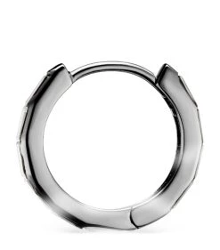 Hot Sale 😀 Maria Tash Invisible Set Baguette Diamond Eternity Hoop Earring (9.5mm) BLACK GOLD Earrings 🌟