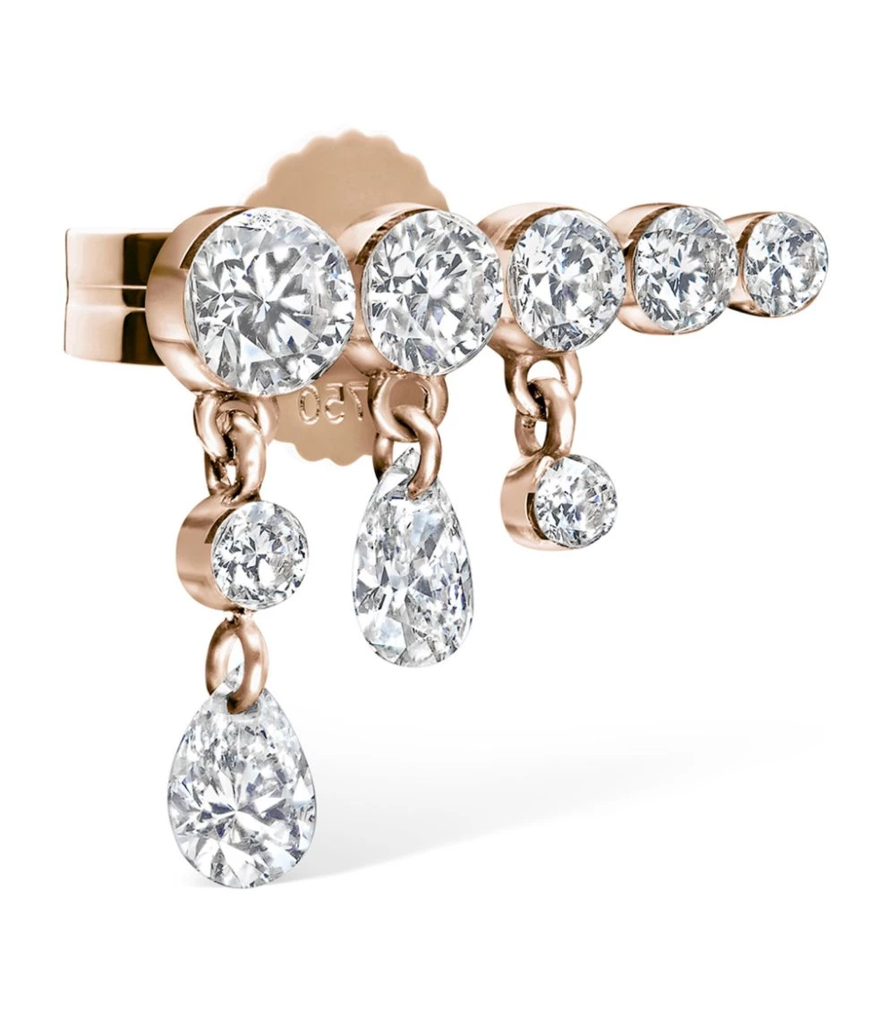 Deals 🧨 Maria Tash Invisible Set Diamond Apsara Bar Stud Left Earring (11mm) ROSE GOLD Earrings 🌟