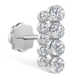 Budget 💯 Maria Tash Invisible Set Diamond Apsara Bar Threaded Single Stud Earring (11mm) WHITE GOLD Earrings 🎉